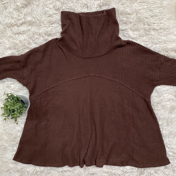 Cherish Hacci Waffle Cowl Neck Top 💗 Brown - Picture 4 of 15